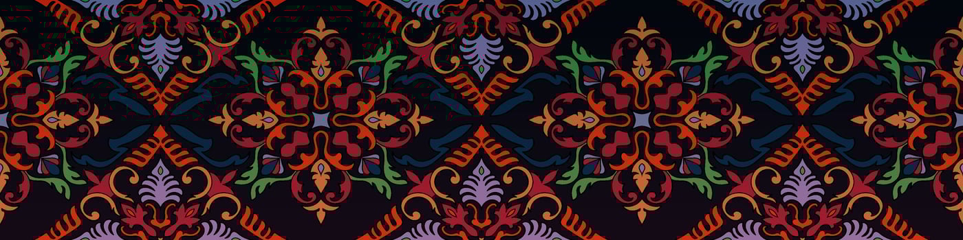 Rolled flower ethnic pattern border. vector