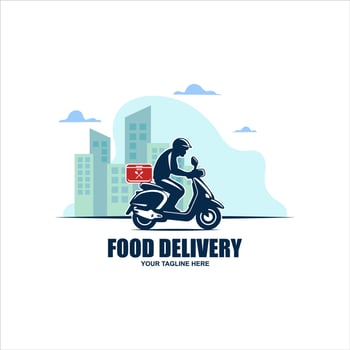 A man is riding a scooter. delivery logo vector