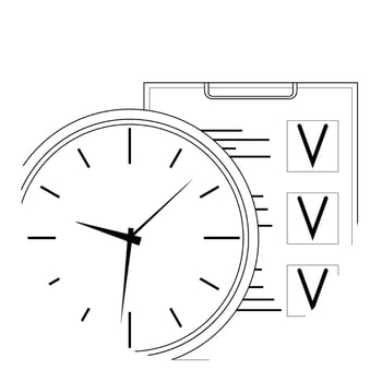 Plan time and work line art icon. Vector management business time, optimization checklist and time line stroke illustration