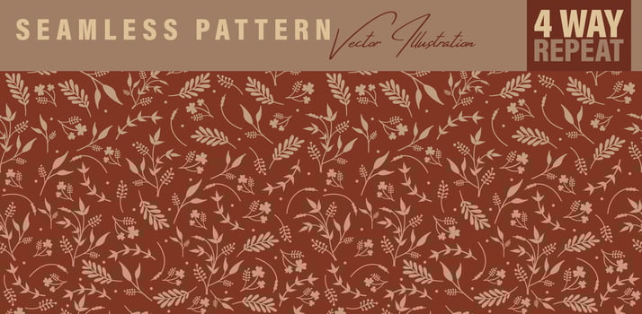 Seamless floral repeat pattern in Autumn color palette. Four-way-repeat vintage pattern for fabric, book cover design, wrapping paper, bags, vintage backgrounds etc vector