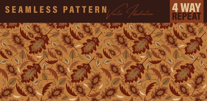Seamless floral repeat pattern in Autumn color palette. Four-way-repeat vintage pattern for fabric, book cover design, wrapping paper, bags, vintage backgrounds etc vector