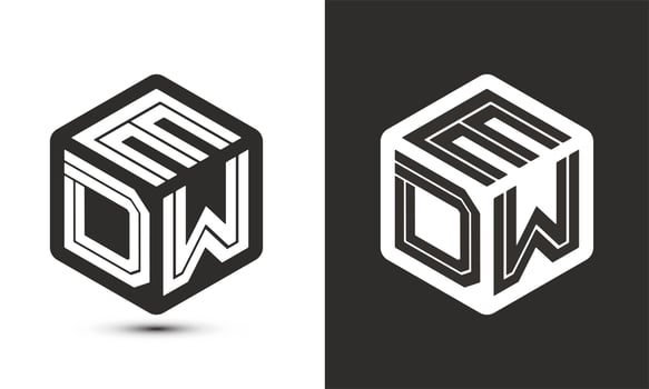 EDW letter logo design with illustrator cube logo, vector logo modern alphabet font overlap style.