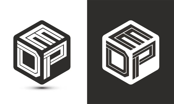EDP letter logo design with illustrator cube logo, vector logo modern alphabet font overlap style.