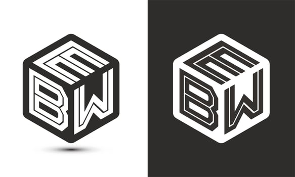 EBW letter logo design with illustrator cube logo, vector logo modern alphabet font overlap style.
