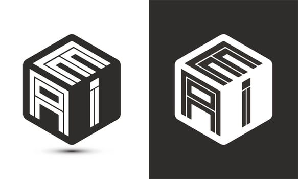 EAI letter logo design with illustrator cube logo, vector logo modern alphabet font overlap style.