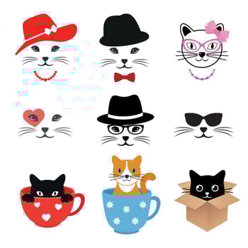Illustration creative set of cute cats vector