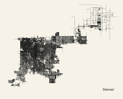 Vector city road map of Denver Colorado USA