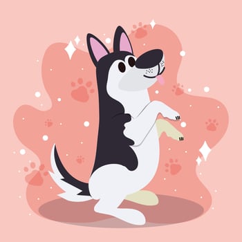 Cute husky dog cartoon character Vector illustration