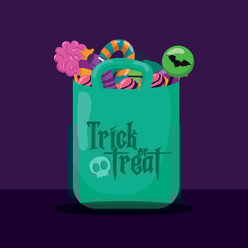 Colored halloween candies bag Happy halloween Vector illustration