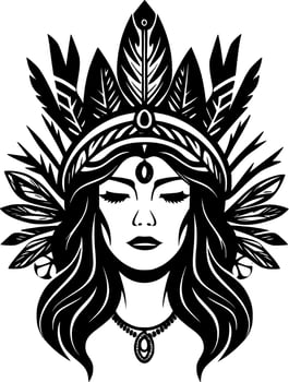 Boho, Black and White Vector illustration