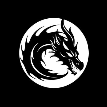 Dragon, Black and White Vector illustration