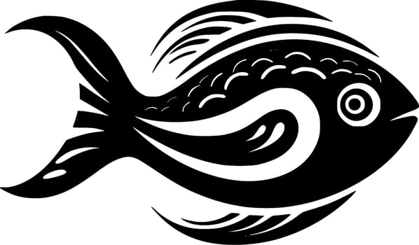 Fish - Black and White Isolated Icon - Vector illustration