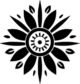 Flower - Black and White Isolated Icon - Vector illustration