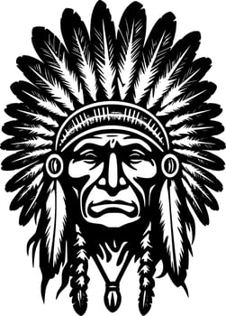 Indian Chief, Minimalist and Simple Silhouette - Vector illustration