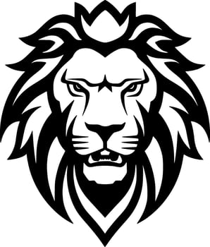 Lion, Black and White Vector illustration