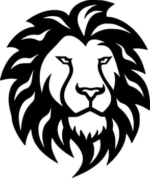 Lion, Black and White Vector illustration
