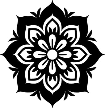 Mandala - Black and White Isolated Icon - Vector illustration