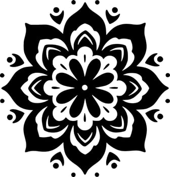 Mandala - Black and White Isolated Icon - Vector illustration