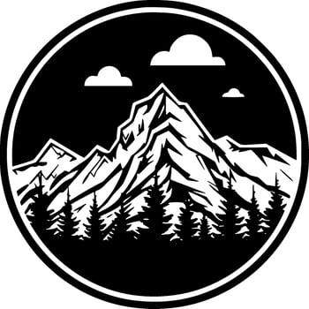 Mountains - Black and White Isolated Icon - Vector illustration