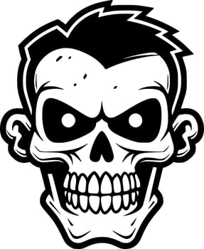 Skull, Black and White Vector illustration