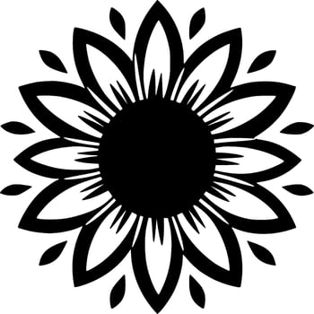 Sunflower, Black and White Vector illustration