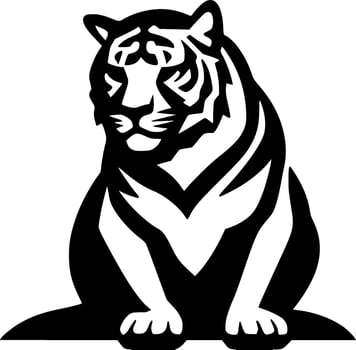 Tiger - Black and White Isolated Icon - Vector illustration