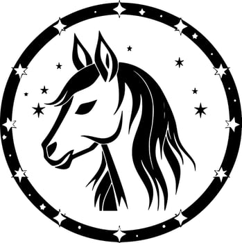Unicorn - Black and White Isolated Icon - Vector illustration