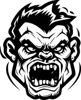 Zombie, Black and White Vector illustration