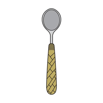 Kids drawing Cartoon Vector illustration braided handle spoon Isolated in doodle style