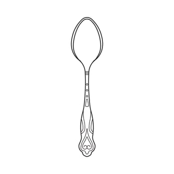 Hand drawn Kids drawing Cartoon Vector illustration antique tea spoon Isolated in doodle style