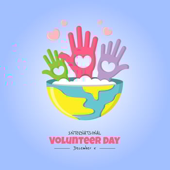 International Volunteer Day poster with some helping hands in the earth vector