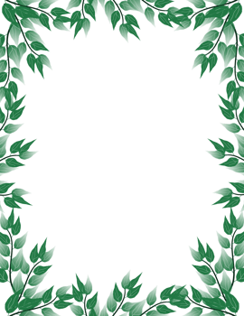 Leaves frame clipart. Botanical green leaf border png
