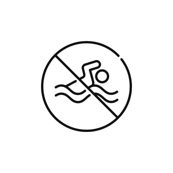 No swimming line icon symbol isolated on white background vector