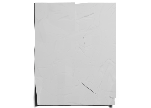 Glued wrinkled poster mockup png
