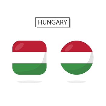 Flag of Hungary 2 Shapes icon 3D cartoon style. vector