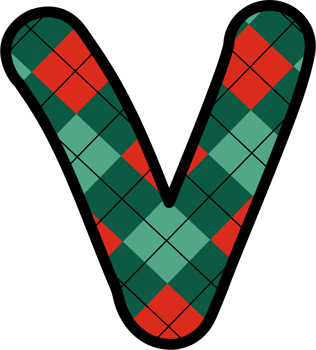 V Alphabet, grid pattern, red, green png