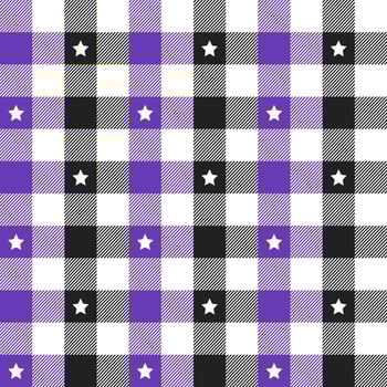 Purple and black plaid pattern with star background. plaid pattern background. plaid background. Seamless pattern. for backdrop, decoration, gift wrapping, gingham tablecloth, blanket, tartan. vector