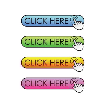 click here button design. cursor sign and symbol. vector