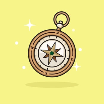 Compass Vector Icon Illustration. Compass Icon Concept. Flat Cartoon Style Suitable for Web Landing Page, Banner, Flyer, Sticker, Card, Background