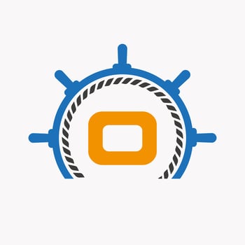 Letter O Cruise Steering Logo. Yacht Symbol, Ship Logotype, Marine Sign Template vector