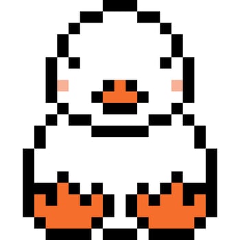 Duck cartoon icon in pixel style vector
