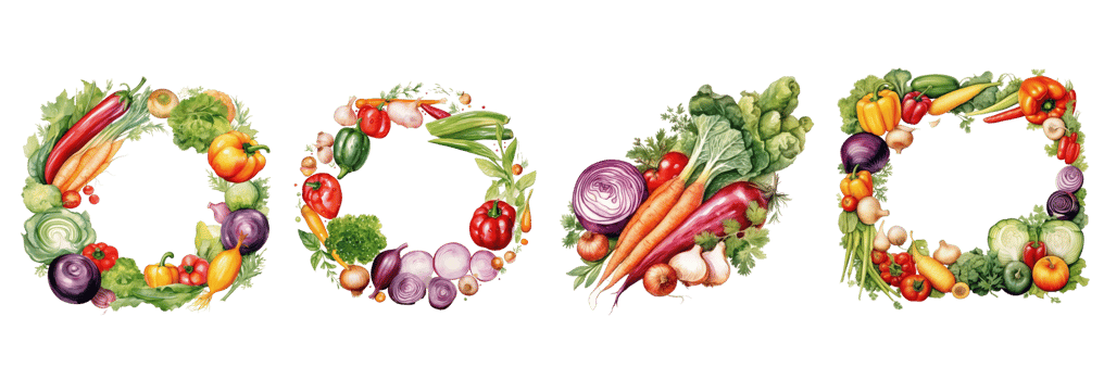 Cook frame with fresh vegetables watercolor . AI Generated png