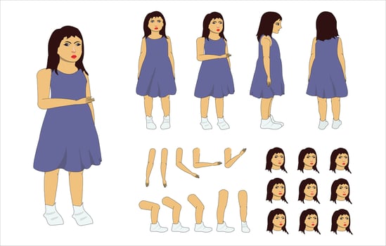 little girl 4 side character vector