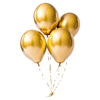 3D Realistic Helium Gold Balloons Isolated. AI Generative png