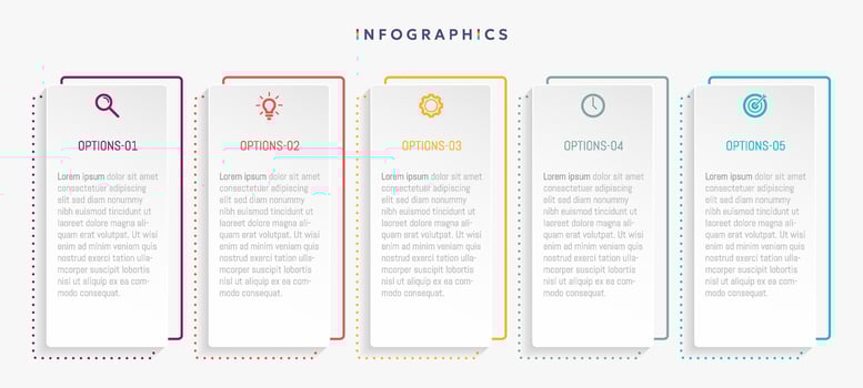 Modern business infographic template with 5 options or steps icons. vector