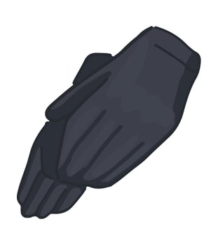 Doodle of pair of leather gloves. Cartoon clipart of warm winter accessory. Contemporary vector illustration isolated on white background.