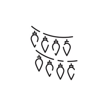 Christmas light linear icon. Lights are often used for decoration in celebration. Contour symbol. Vector isolated outline drawing. Happy New Year.