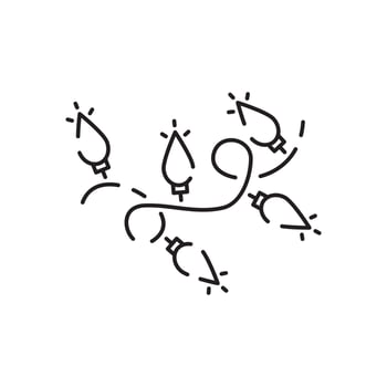 Christmas lights line icon. Vector decoration Happy New Year party.