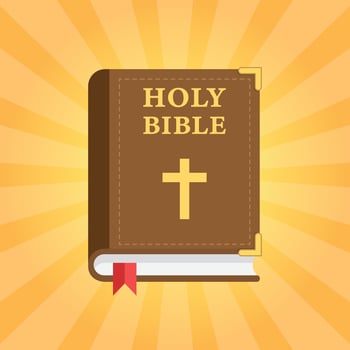 Holy bible icon in flat style. Christianity book vector illustration on isolated background. Religion sign business concept.