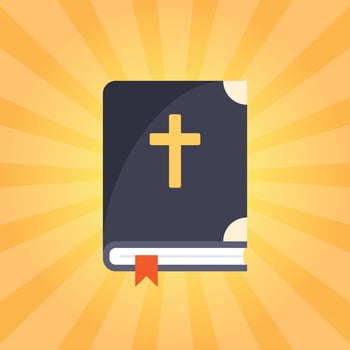 Holy bible icon in flat style. Christianity book vector illustration on isolated background. Religion sign business concept.